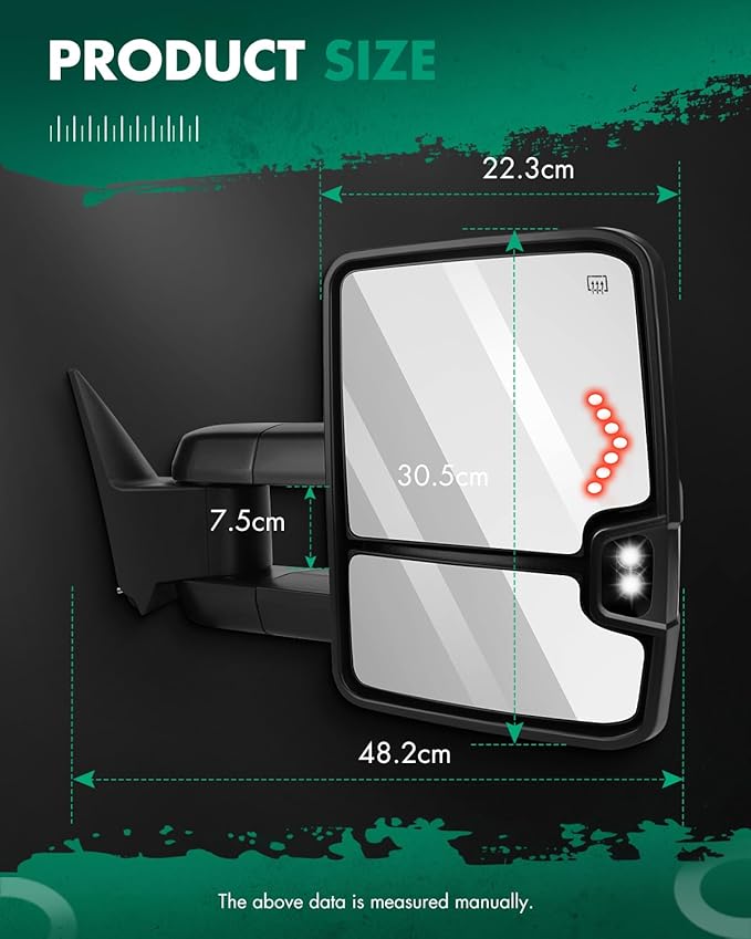 SCITOO Towing Mirrors Compatible with 2003 2004 2005 2006 For Chevy Silverado Pickup All Models For GMC Yukon Yukon Xl Yukon Denali A Pair tow mirror Power Adjusted,Heated,Turn Signal Light