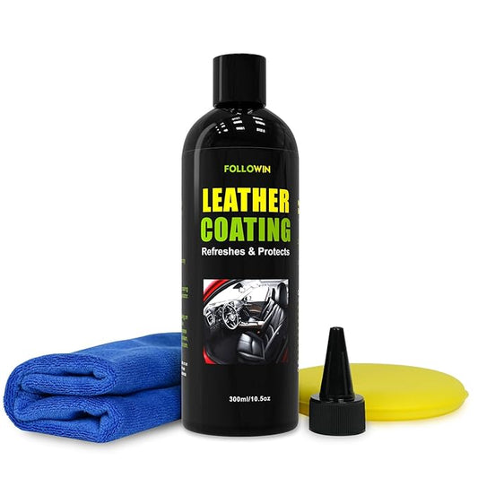 FOLLOWIN Ceramic Leather Coating,Leather Conditioner for Car Interiors,Car Seats,Furniture,Coats,Shoes,Couch,UV Protection,Repels Spills & Stains,10.5oz/300ml
