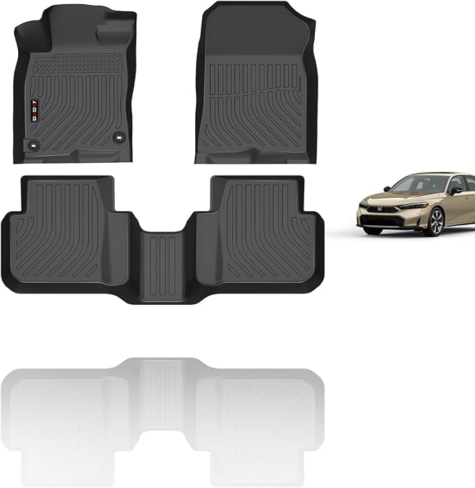 KELCSEECS® All Weather Floor Mats Custom for 2026 2025 Honda Civic Hybrid Sedan & Hatchback Car Mats Floor Liners Honda Civic Hybrid Floor Mats Accessories Black