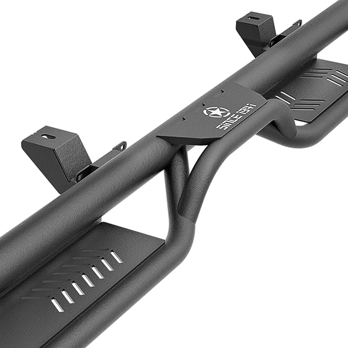 Running Boards Compatible with 2018-2026 Jeep Wrangler JL JLU Unlimited 4 Doors, Two Stairs Design Side Steps Heavy-Duty Steel Nerf Bars Bolt-on Step Plates Rock Sliders Rail, Black