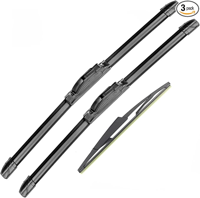 Windshield Wiper Blades (pack of 3pcs) Original Equipment Replacement for 2018 2019 2020 2021 2022 2023 Nissan Kicks 26" + 16" Front Windscreen Wiper and 12" Rear Wiper Blade