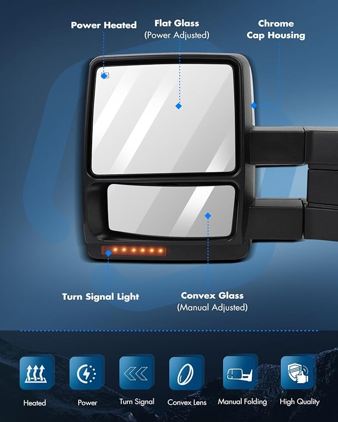 ECCPP Side Mirrors Replacement Fit 2004 2005 2006 for Ford Truck Driver Passenger Side Mirror Power Heated Turn Signal Light Towing Mirrors Pair