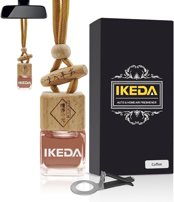 Car Air Freshener | Long-Lasting Coffee Aromas | Car Scent Hanging with Vent Clip | Odor Eliminator Deodorizer for Automotive Women Men (Square-Coffee)