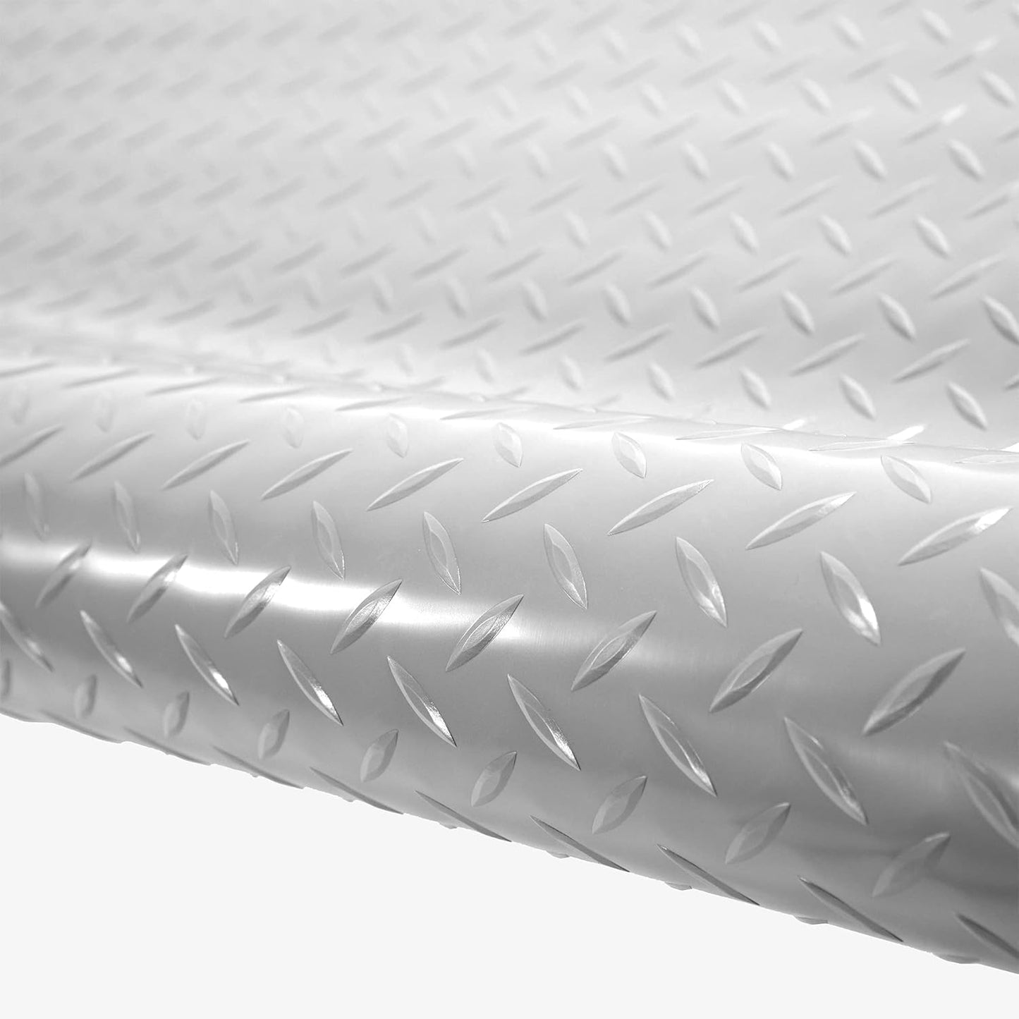 IncStores 2.5mm Thick Commercial-Grade Nitro Roll Garage Floor Mat | Flexible Vinyl Floor Mat for a Stronger and Safer Garage, Workshop, or Trailer | Diamond-Plate, Stainless Steel, 7.5' x 50'