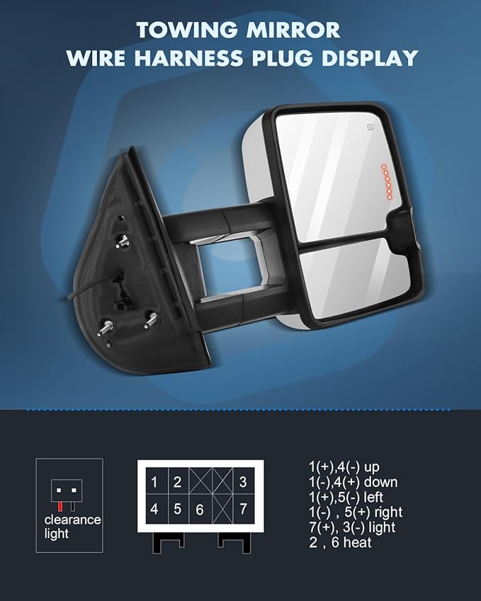 ECCPP Tow Mirrors for 2007-2014 for Chevy Silverado for GMC Sierra Towing Mirrors Chrome Housing Power Heated Signal Light Pickup Pair Driver Side and Passenger Side
