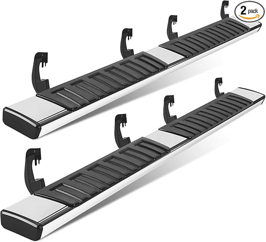 Running Boards Compatible with 2007-2018 Chevy Silverado 1500 Crew Cab Mirror Stainless Steel Side Steps Nerf Bars(only for Gasoline