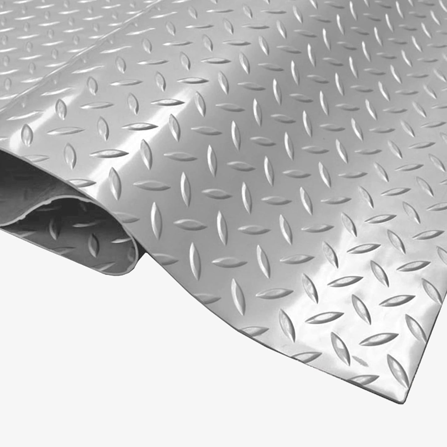 IncStores 2.5mm Thick Commercial-Grade Nitro Roll Garage Floor Mat | Flexible Vinyl Floor Mat for a Stronger and Safer Garage, Workshop, or Trailer | Diamond-Plate, Stainless Steel, 8' x 40'