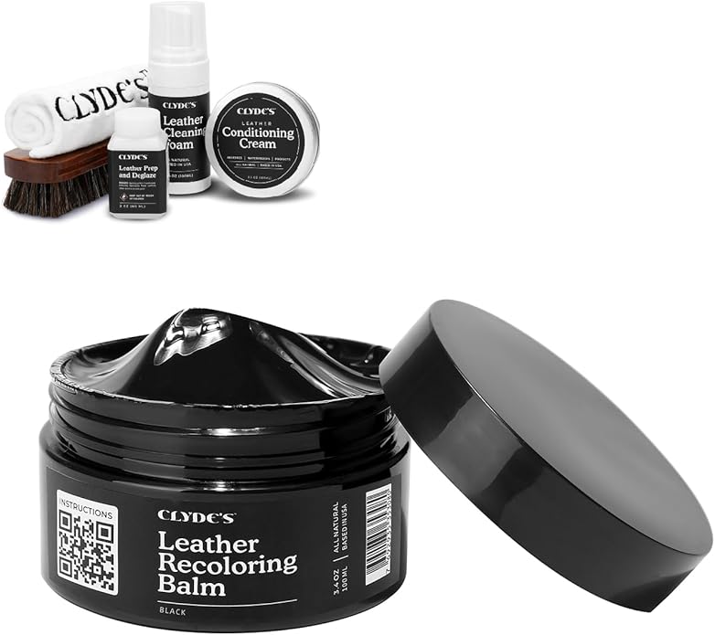 Clyde's™ 4-Step Leather Recoloring Kit | Includes Brush and Lint-Free Towels | Cleans, Restores, and Protects Your Leather