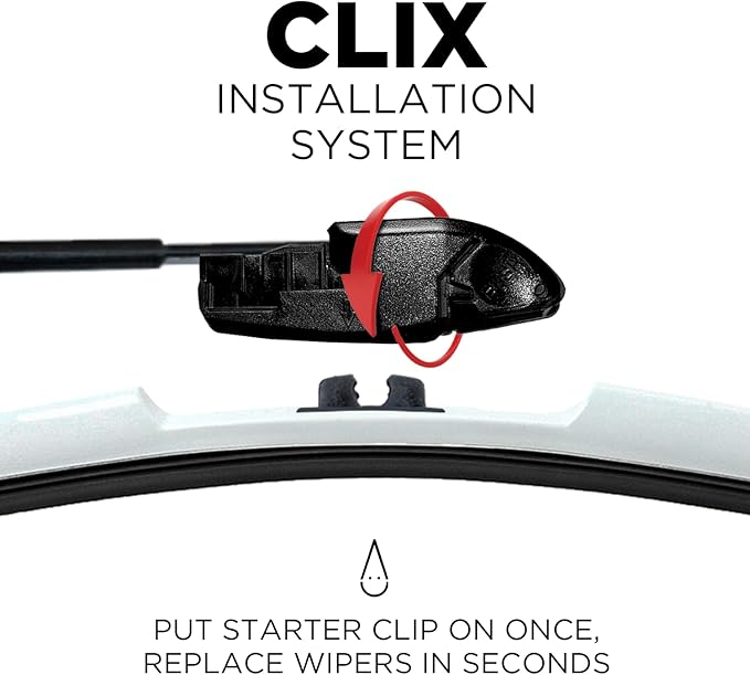 ClixWipers 26" + 16" (Set of 2) White All Weather Premium Automotive Replacement Windshield Wiper Blades, Passenger and Driver Side Winter Wiper Blades for Various Car Models