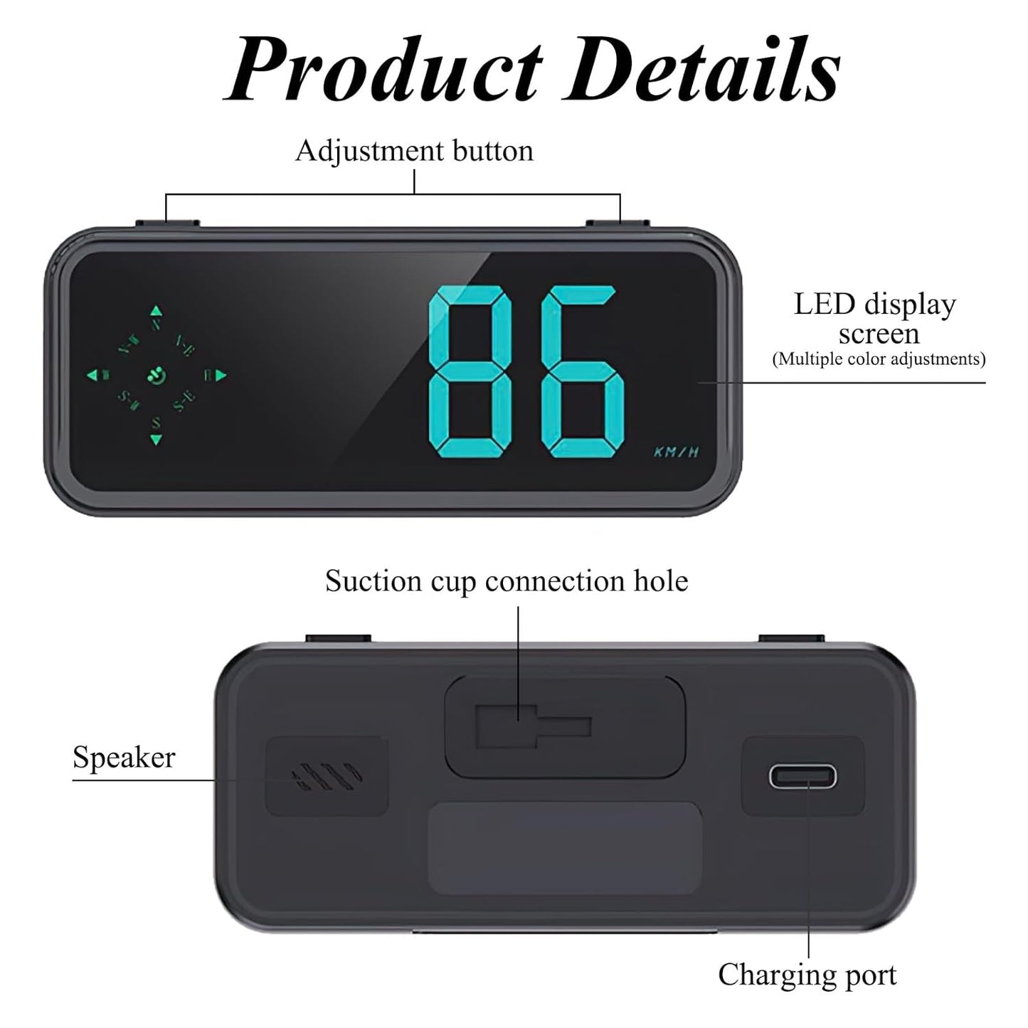 GPS Digital Speedometer for Car MPH, Universal HUD Speed Meter with LED Large Font, Plug Play for Car Truck Motor SUV Golf Cart All Vehicles (Digital Speedometer with Bracket)