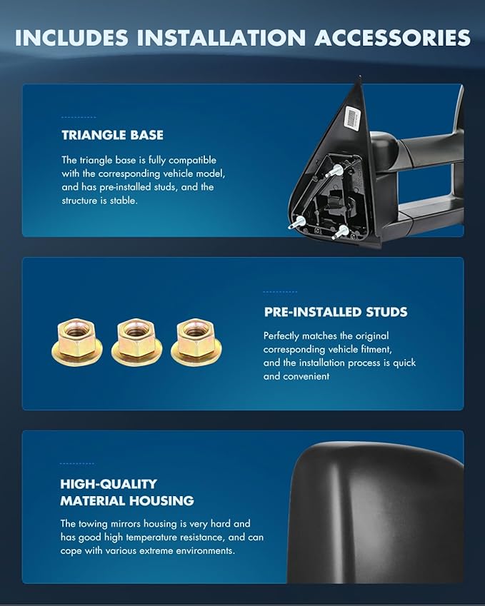 ECCPP Towing Mirrors for 1999-2006 Chevy Silverado GMC Sierra Pickup all models Black Manual Telescoping Pair Mirrors