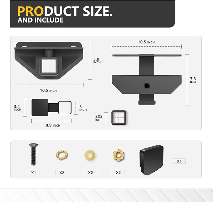 Tow Hitch 2 Inch, for Ram Hitch Trailer Kit, Class 3 III Rear Bumper Towing Receiver Compatible with 2003-2018 Dodge Ram 1500 & 19-24 Ram 1500 Classic & 03-13 Ram 2500 3500 Tow Combo with Cover