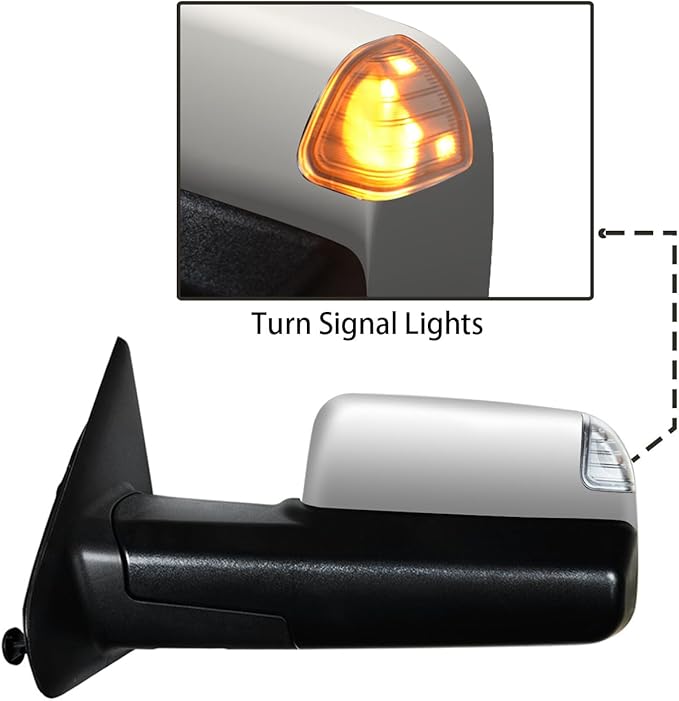 AERDM New Towing Mirrors Compatible with 2002-2008 Dodge Ram 1500 for 2003-2009 Dodge Ram 2500 3500 Pickup Truck Power Heated Side View Pair Set Black Flip-Up Side Mirror (Chrome)