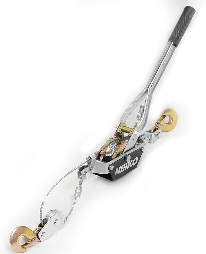 NEIKO 02251A Come Along Winch, 1-Ton (2,000 lbs) Pulling Capacity, 5.9Ft, 2 hook, Heavy Duty Power Cable Come Along Tool with Dual Gears, Hand Winch Cable, Automotive Hoist Winch Puller, Recovery Gear