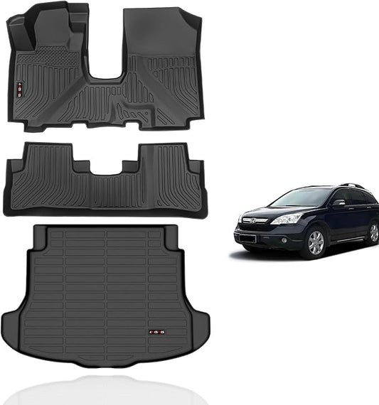 KELCSEECS Floor Mats & Cargo Liner for 2007 2008 2009 2010 2011 Honda CRV Car Mats Automotive Cargo Mat Floor Liners Trunk Mat CR-V All Weather Floor Mats Trunk Liner Accessories