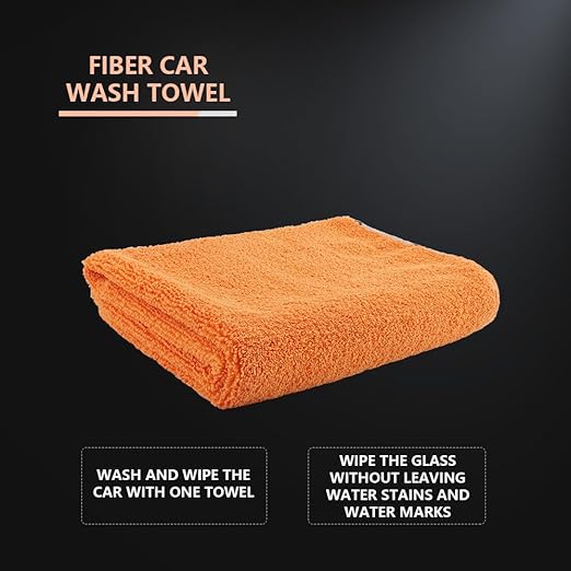 Car Microfiber Towel, Professional Grade Premium Microfiber Towel, 1 Pack Highly Absorbent, Scratch Free Large Car Microfiber Towel for Car Washing, Drying & Auto Detailing, 23.8 x 30.9 inch, Orange