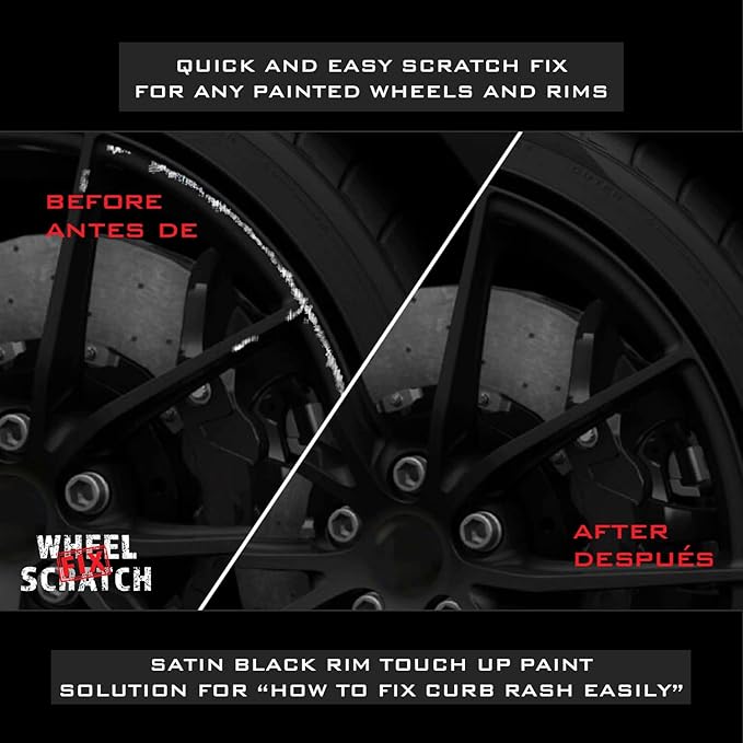 Wheel Scratch Fix® Matte Black Rim Touch Up Paint, Alloy Wheel Scratch Repair, Curb Rash Repair, Wheel Touch Up Paint Pen, Rim Scratch Remover, (Universal Matte Black Wheel Paint (Pen Only))
