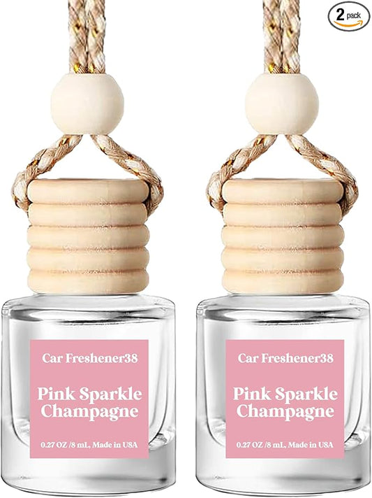 HoogaLife Car Air Freshener Diffuser 2 Pack Hanging Air Freshener Diffuser - Pink Sparkle Champagne Fragrance Oil Air Diffuse r for Car, 45+ Days Long Lasting Fragrance Made in USA (P38)