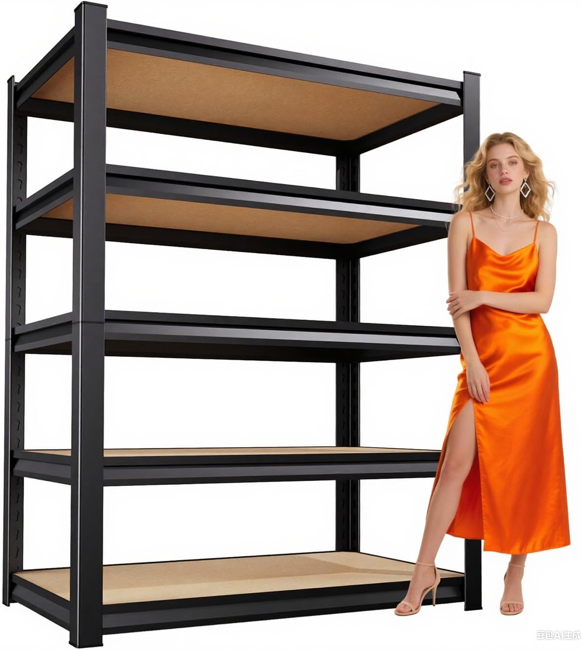 72" H*36'' Storage Shelves 2500lbs Garage Shelving, Adjustable Heavy Duty Garage Shelves, Easy to Install Metal Shelving Wood Shelving Unit, Storage Shelf for Basement Warehouse