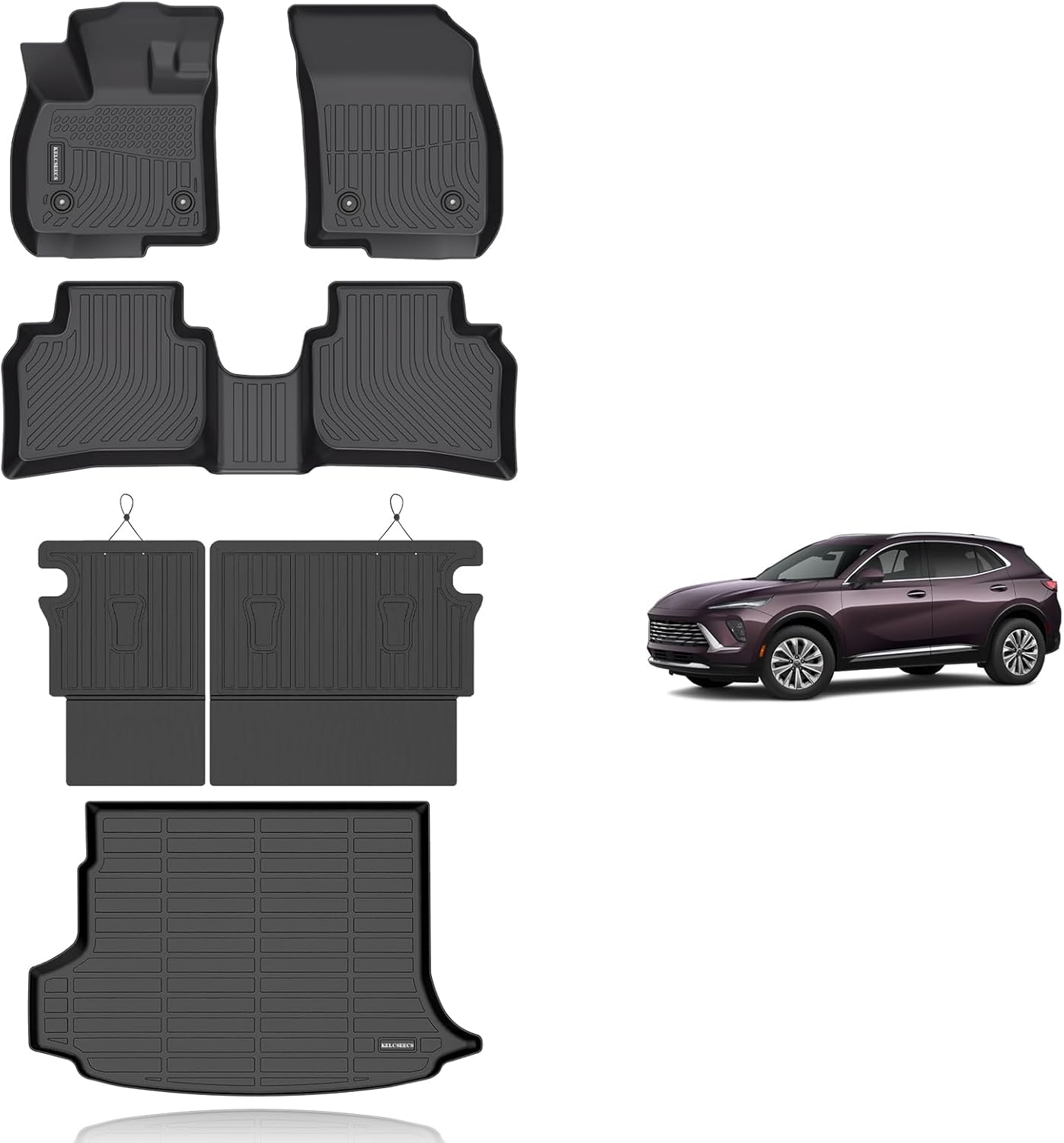 KELCSEECS® Floor Mats & Cargo Liner with Seatback Mats Custom for 2021-2026 Buick Envision,All Weather Protection TPE Floor Liners Full Set Envision Accessories Black