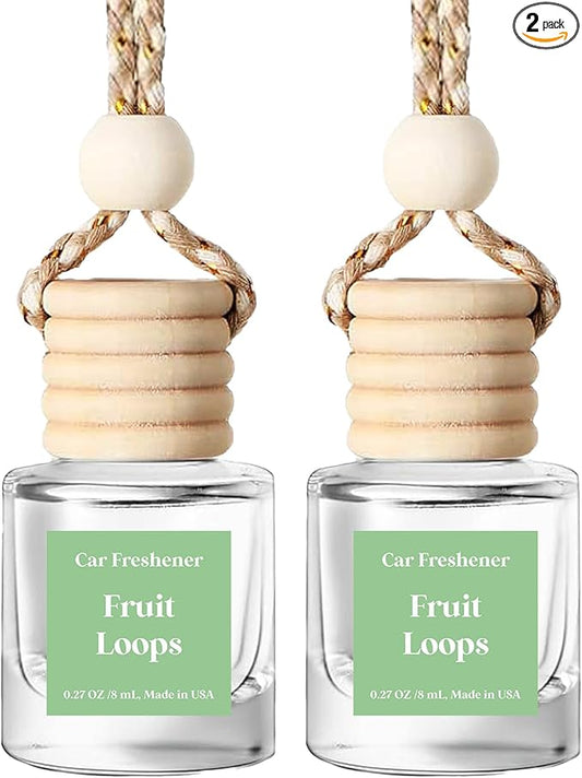 HoogaLife Car Air Freshener Diffuser 2 Pack Hanging Fruit Loops Car Air Freshener for Women 45+ days Long Lasting Fragrance Made in USA (F22)