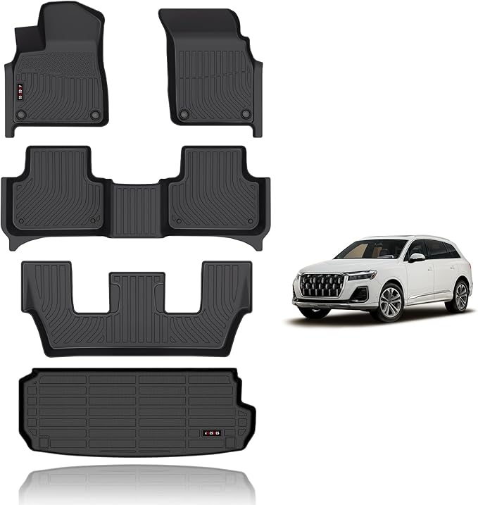 KELCSEECS Floor Mats & Cargo Liner Custom for Q7/SQ7 2025 2024-2020 All Weather Car Mats Automotive Cargo Mat Trunk Mat Q7 Trunk Liner Cargo Liner