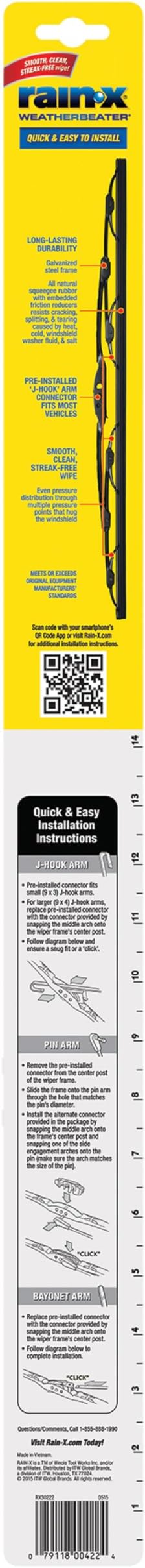 Rain-X 820147 WeatherBeater, 26" and 16" Windshield Wiper Blades - All-Season OEM Quality, Conventional, Vehicle Specific Fit, Pack of 2
