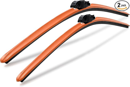 ClixWipers 26" + 22" (Set of 2) Orange All Weather Premium Automotive Replacement Windshield Wiper Blades, Passenger and Driver Side Winter Wiper Blades for Various Car Models
