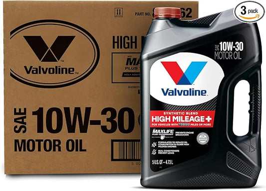 Valvoline High Mileage 150K with Maxlife Plus Technology Motor Oil SAE 10W-30 5 QT, Case of 3