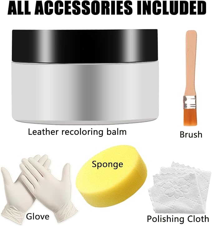 Leather Recoloring Balm, White Vinyl Leather Dye for Furniture Seat, Leather Repair Kit for Car Interior, Shoe Polish Paint