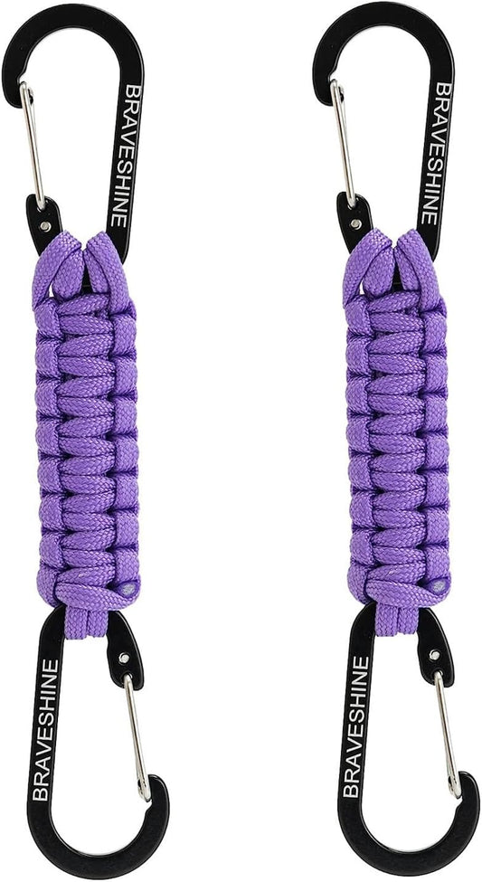 BRAVESHINE Paracord Keychain Carabiner Clip, D Ring Lanyard Hanger Stroller Hook for Water Bottle, Key, Backpacks, Men, Women