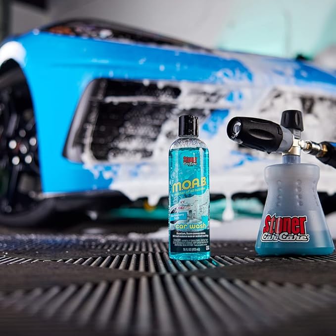 Stoner Car Care 91603-6PK 16-Ounce Mother Of All Bubbles M.O.A.B. High Foaming Car Wash For Foam Cannons, Foam Guns, Bucket Washes Safe on Car Wax and Sealant Coatings, Blue Raspberry Scent, Pack of 6