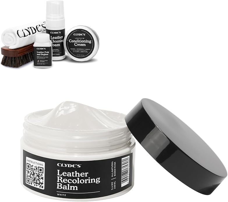 Clyde's™ 4-Step Leather Recoloring Kit | Includes Brush and Lint-Free Towels | Cleans, Restores, and Protects Your Leather