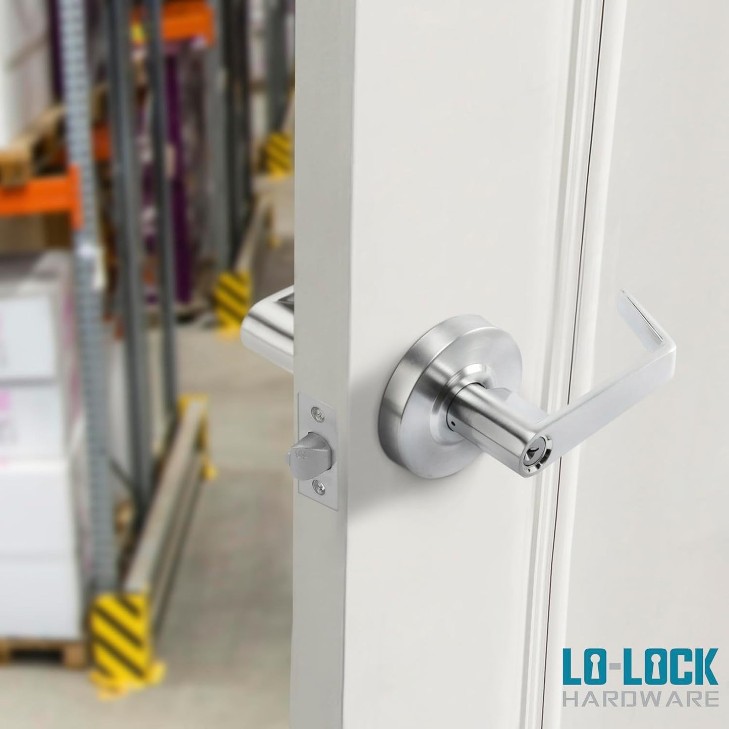 Commercial Lever Door Lock - Heavy-Duty Locking Door Handle, ADA Door Handles, Cylindrical Lever Lock, Non-Handed Grade 2 Industrial Door Handle, 26D Satin Chrome, Storeroom Function