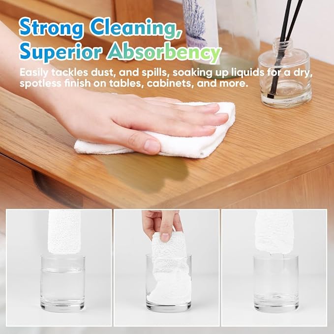 HOMEXCEL White Microfiber Cleaning Cloth 20 Pack 11.5 x 11.5 inch Microfiber Towels for Cars Ultra Absorbent Car Washing Cloth Lint Free Streak Free Cleaning Rags for Car, Kitchen Window