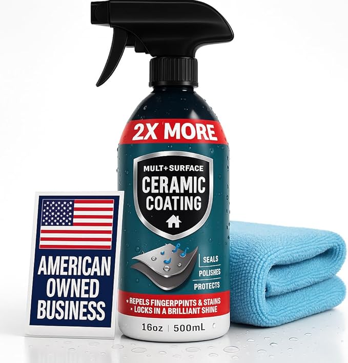 16oz Home Ceramic Coating Spray Kit - Shine, Seal & Protect Kitchen & Bath Surfaces - Repels Stains, Smudges, Water Spots on Appliances, Countertops & Most Hard Surface in Your Life - It Works to Seal