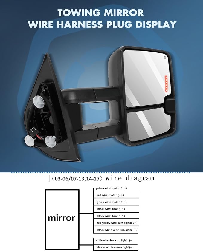 ECCPP Towing Mirrors Tow Mirrors With 2007-2014 For Chevy Silverado For GMC Sierra 1500/2500 HD/3500 Power Adjusted Heated Led Turn Signal Running Width Light Black Pickup Truck