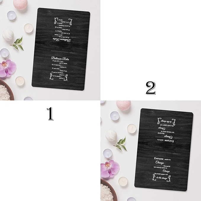 Funny Bathroom Rules Decorative Hand Towels Set of 2, Rustic Farmhouse Hand Towels for Bathroom Decor, 16x24 Inch(Coal Black Style)