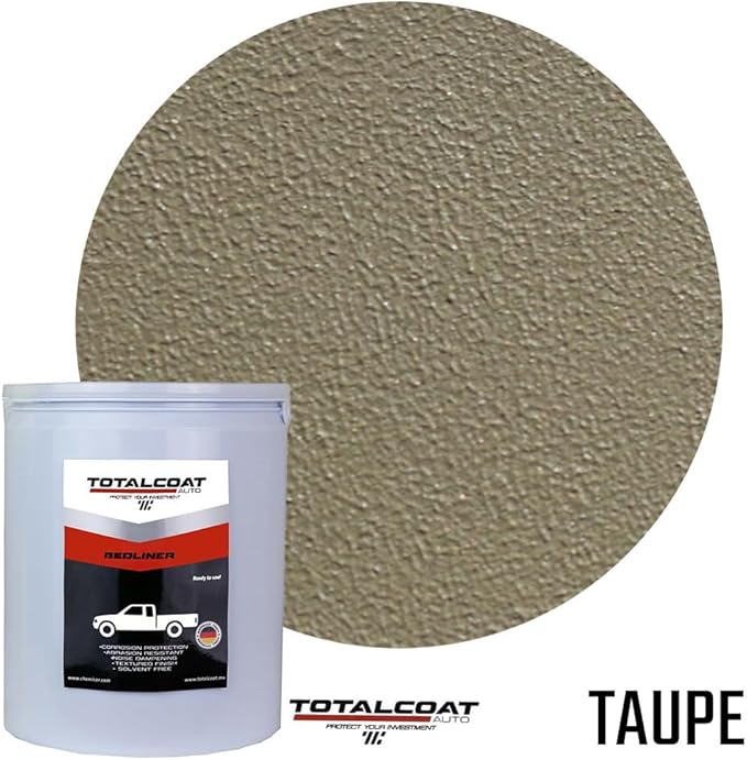 Roll On Truck Bed Liner Paint; Heavy Duty Coating Protection for Box Trucks, Pickups, Cargo Vans (1 Gallon Kit, Taupe)