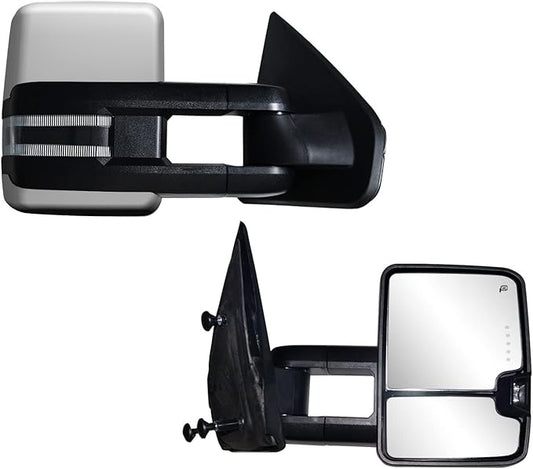 AERDM Towing Mirrors Compatible with Ford F150 2004 2005 2006 2007 2008 2009 2010 2011 2012 2013 2014 Pickup Truck Power Heated with LED Turn Signal and Puddle Light Side Mirrors Pair set Chrome