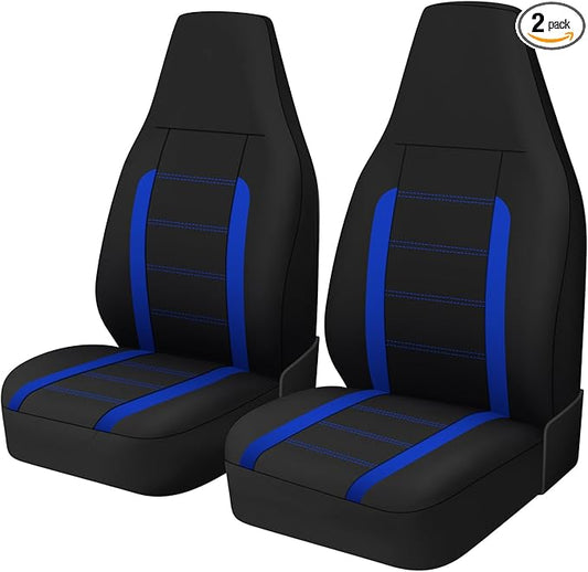AUTOYOUTH Auto Car Front Seat Covers Bucket Seat Cover Airbag Compatible Auto Parts Motor Trend Car Accessories Universal Fit for Sedan Truck - Blue
