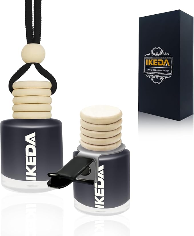 Car Air Freshener Hanging,Cylindrical Auto Scent with Vent Clip Bottle,45-Days Long Lasting Fragrance, Essential Oil Diffuser Odor Eliminator for Women (Circle, New Car)