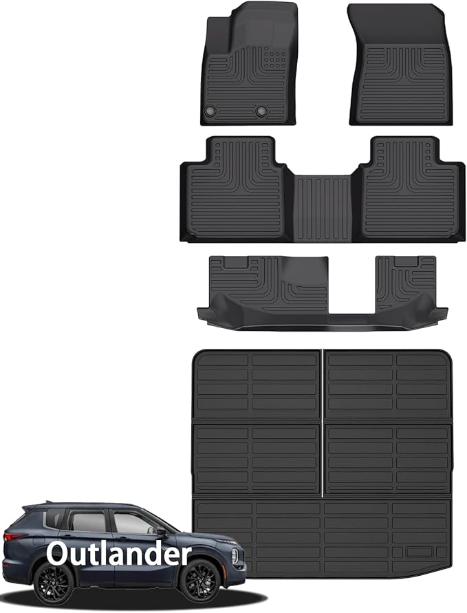 Wayhigh-for Mitsubishi Outlander 2022-2024 2025(Not Fit PHEV or Sport Models) All Weather Floor Mats and Cargo Liner Set TPE Car Mats Floor Liners Outlander Trunk Mat Accessories