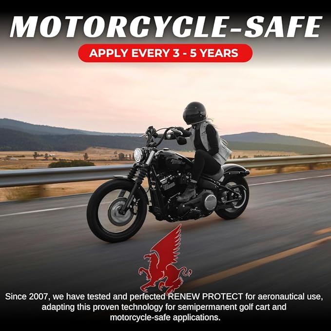 RENEW PROTECT - BLAK & SATN, Acrylic Ceramic-Hybrid Protectant, Enduring Tire & Trim Restorer, Low- High-Shine, Floor Mats- Golf Cart- and Motorcycle-Safe, Wash-Proof, 5 min Dry-Seal 6.8oz, BLAK+SATN