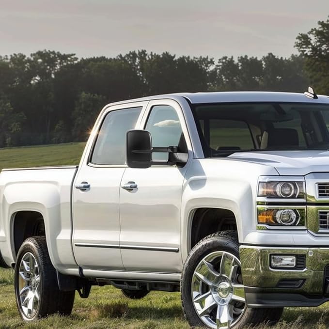 DWVO Tow Mirrors Fit for 2007-2013 Chevy Silverado/GMC Sierra/Tahoe/Suburban/Avalanche/Yukon XL, 2014 Silverado/Sierra 2500HD 3500HD, Electric Heated Folding Side View, Left & Right Towing Mirror