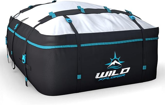 Rooftop Cargo Carrier - 15 Cubic Feet (L), Waterproof Soft Shell Car Roof Cargo Carrier, Heavy Duty Car Top Luggage Cargo Bag with Patented Door Hooks and Non-Slip Mat