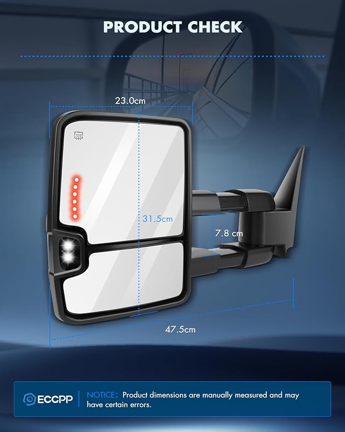 ECCPP Rear View Mirrors Towing Mirrors fit for 2003-2006 for Cadillac Escalade with Power Heated Turn Signal ADP06518801S