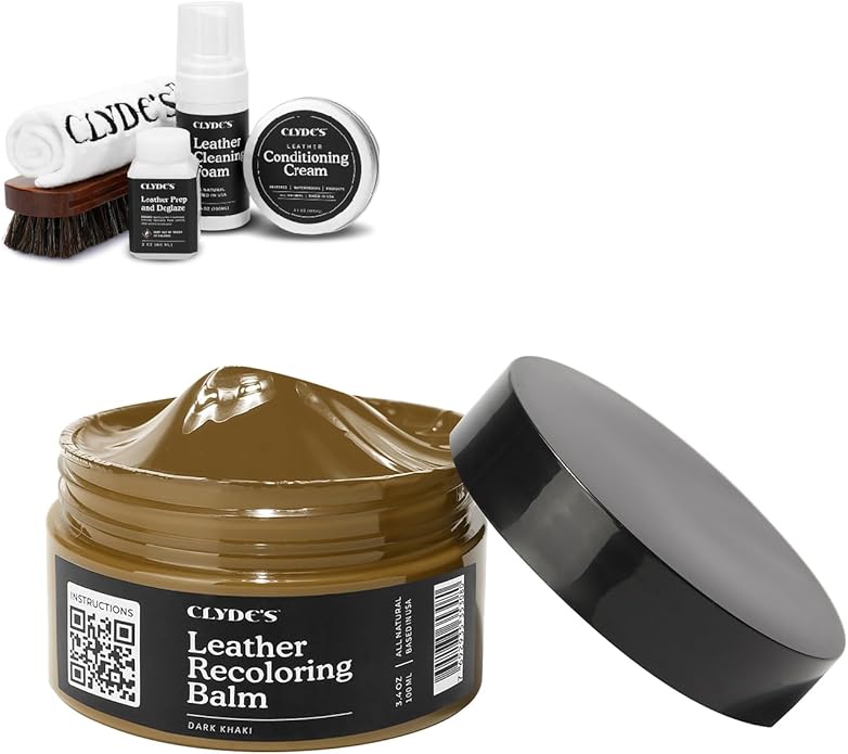 Clyde's™ 4-Step Leather Recoloring Kit | Includes Brush and Lint-Free Towels | Cleans, Restores, and Protects Your Leather
