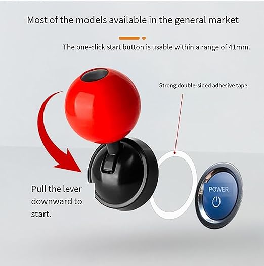 Far Voyager Push Start Button, Farvoyager1 Metal Car Joystick Ball, Universal One-Button Start Car Shift Knob, Customized Cars Start Ignition Switch Buttons Rocker