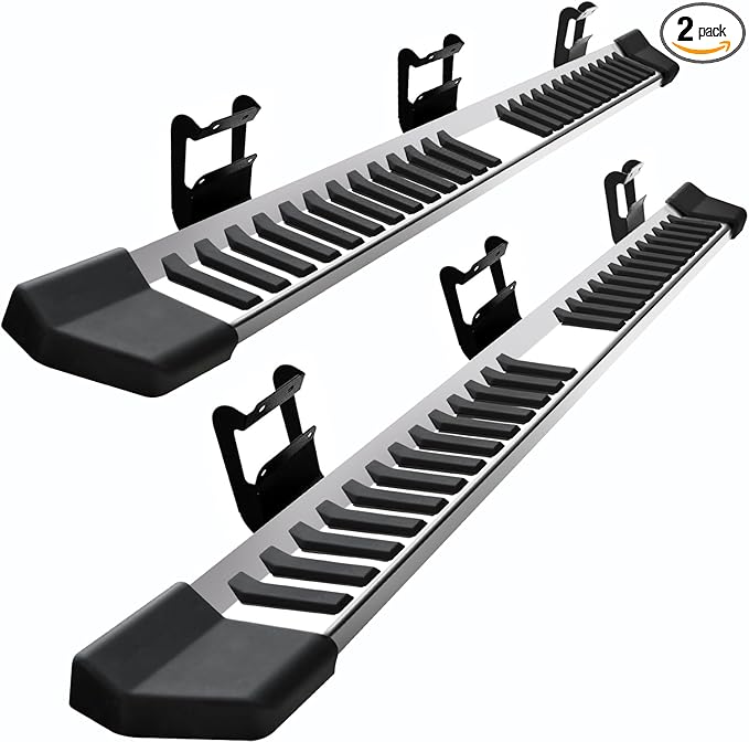 COMNOVA Pair Running Boards Compatible with 2015-2025 Ford F150 Crew Cab with 4 Full Size Doors, Truck Side Steps, Width 6 Inches, V Style Step Boards, Stainless Steel Nerf Bars, Step Bars.